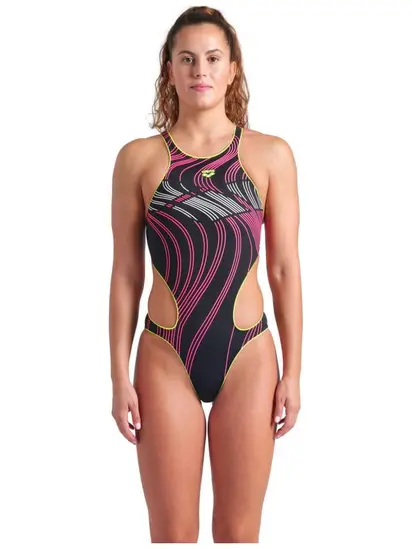 Купальник закритий для жінок Arena ONE STREAM SWIMSUIT чорний, рожевий