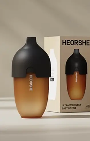 Пляшечка антиколікова силіконова HEORSHE, 240 мл, чорний
