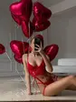 Мереживний комплект жіночої нижньої білизни червоний (DO3411/1)