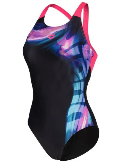 Купальник Arena DREAMHLINE SWIMSUIT V BACK, чорний з рожевим