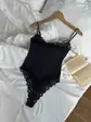 Чорний безшовний боді з мереживом
