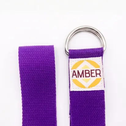 Ремінь для йоги з D-пряжкою Amber фіолетовий 183×3.8 см