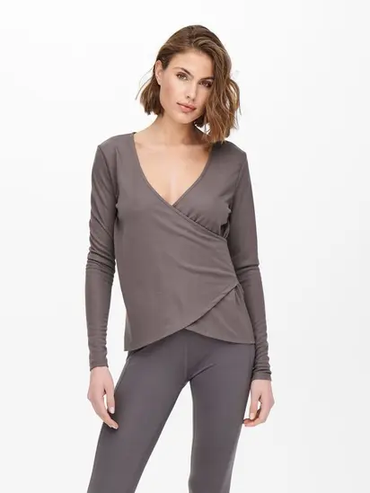 Топ із запахом ONPNORI LS WRAP TOP Only Play L Темно-коричневий