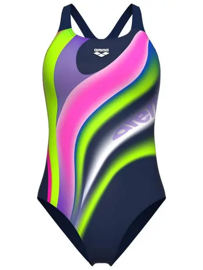 Купальник закритий для жінок Arena WATER FLUIDS SWIMSUIT SWIM PRO темно-синій, рожевий, салатовий Жі
