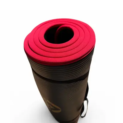 Килимок для фітнесу та пілатесу Urban Fit Canvas чорний з червоною окантовкою 183×61×1.5 см Amber