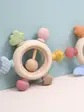 Карусель №2 прорізувач силіконовий з деревом, 10,5 см, капучино