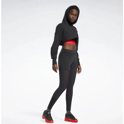 Тайтси Reebok Apparel Women Cardi B Mesh High-Rise Leggings Black