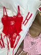 Рожевий боді з вишивкою та гартерами (DO3748)