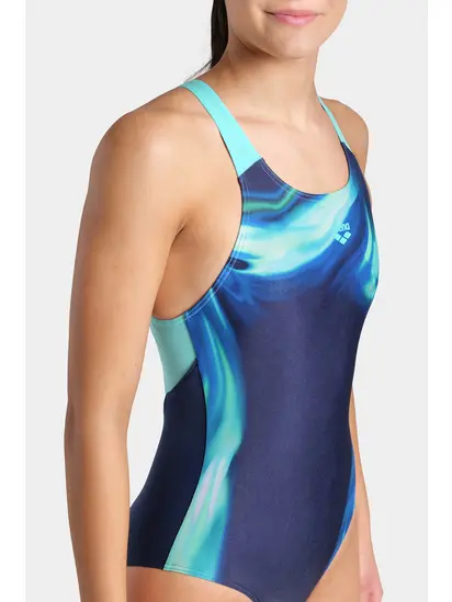 Купальник Arena DREAMHLINE SWIMSUIT V BACK, темно-синій з бірюзовим