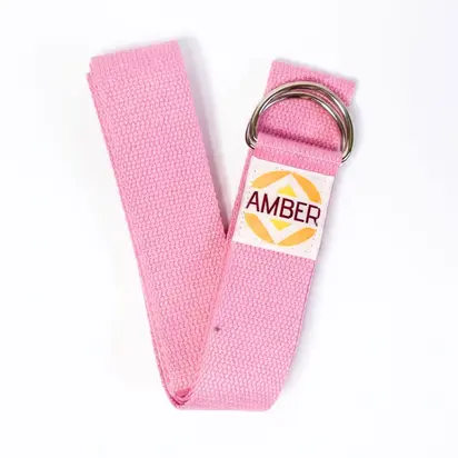 Ремінь для йоги з D-пряжкою Amber рожевий 183×3.8 см