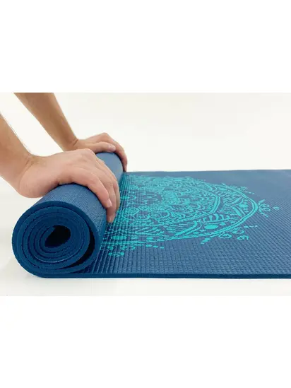 Килимок для йоги Bodhi Leela Mandala петроль — бірюзова мандала 183x60x0.45 см