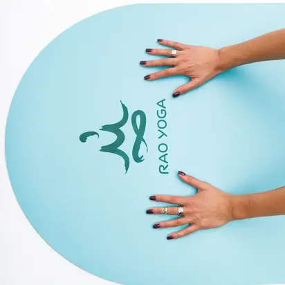 Килимок для йоги з каучуку Vimal Oval Sky Blue RAO 185×68×0.4 см