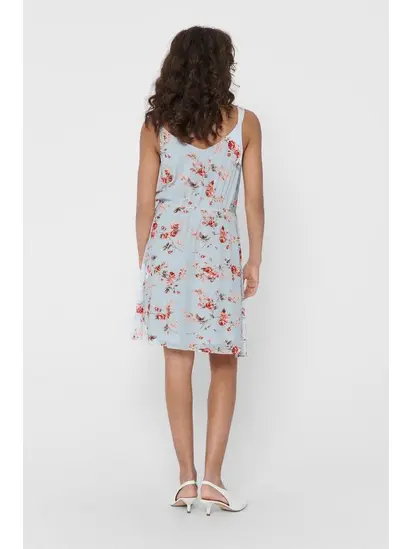 Сукня ONLKARMEN S/L SHORT DRESS AOP WVN NOOS 15157655 Cashmere Blue-ROSE FLOWERS ONLY Блакитний