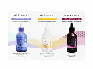 MARY & MAY Набір пробників сироваток для комплексного догляду за шкірою (Retinol, Rice, Idebenone), 3 × 1 мл