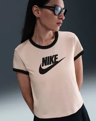 Футболка W NSW SS RINGER TEE VNTG RUN Nike L Бежевий