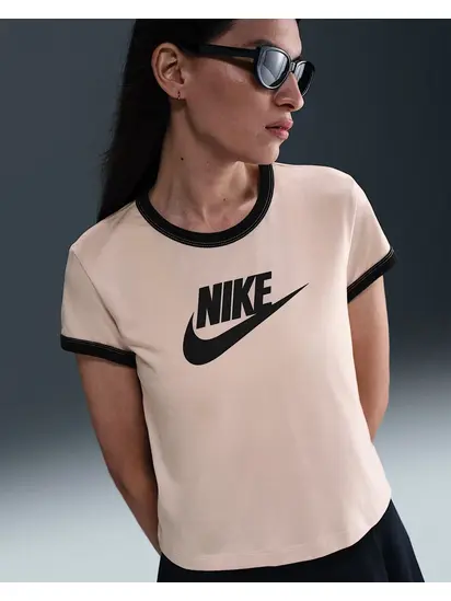 Футболка W NSW SS RINGER TEE VNTG RUN Nike L Бежевий