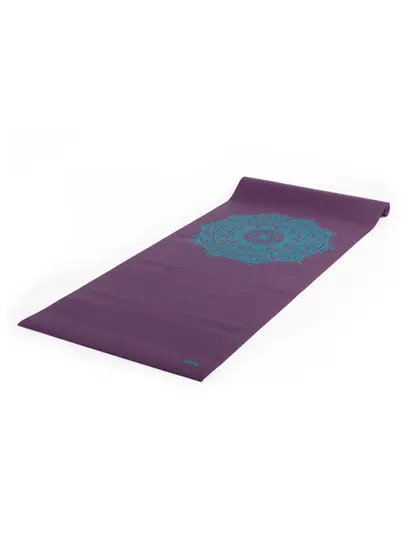 Килимок для йоги Bodhi Leela Mandala баклажан — бірюзова мандала 183x60x0.45 см