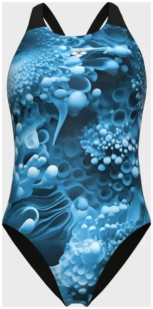 Купальник жіночий BLUE FLOWERS SWIMSUIT V BACK
