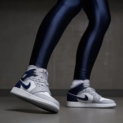 Кросівки Air Jordan 1 Mid Gs White/Grey