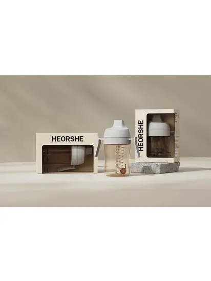 Поїльник з силіконовою соскою HEORSHE, 300 мл, чорний