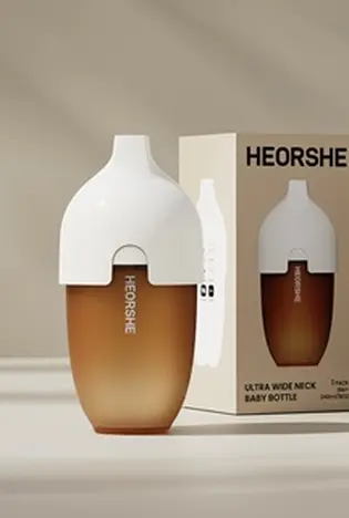 Пляшечка антиколікова силіконова HEORSHE, 240 мл, білий