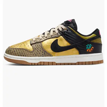 Кросівки Nike Dunk Low Día De Muertos (W), золотистий з чорним