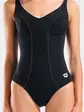 Купальник закритий для жінок Arena CLIP BACK SWIMSUIT SOLID B чорний, білий