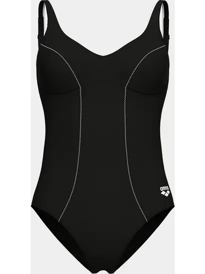 Купальник закритий для жінок Arena CLIP BACK SWIMSUIT SOLID B чорний, білий