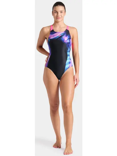Купальник Arena DREAMHLINE SWIMSUIT V BACK, чорний з рожевим