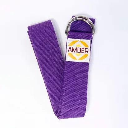 Ремінь для йоги з D-пряжкою Amber фіолетовий 183×3.8 см