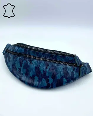 Шкіряна бананка синього кольору