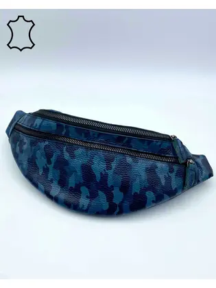 Шкіряна бананка синього кольору