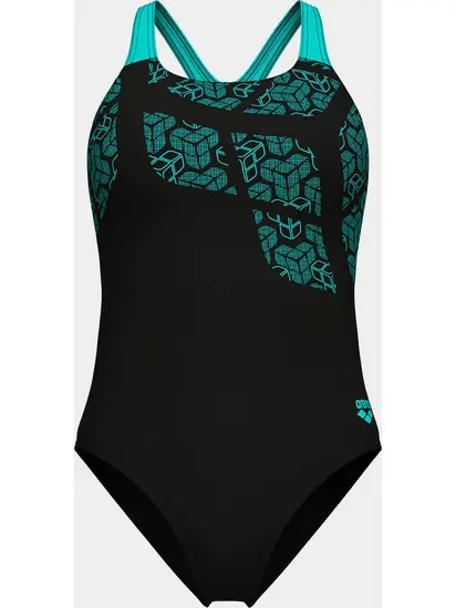 Купальник закритий для жінок Arena KIKKO SWIMSUIT SWIM PRO BACK чорний, бірюзовий