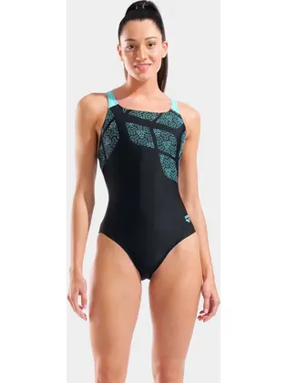 Купальник закритий для жінок Arena KIKKO SWIMSUIT SWIM PRO BACK чорний, бірюзовий