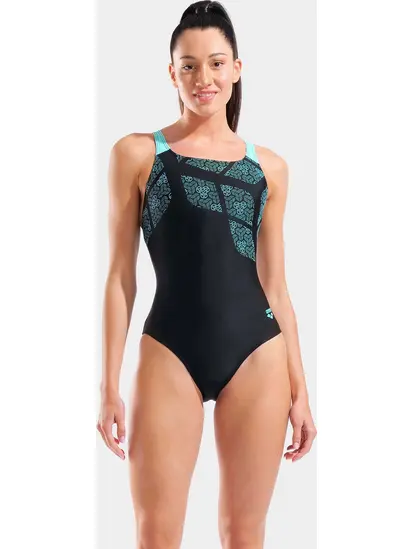 Купальник закритий для жінок Arena KIKKO SWIMSUIT SWIM PRO BACK чорний, бірюзовий