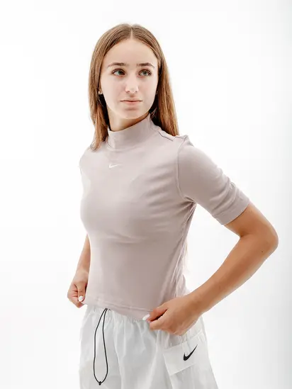 Футболка Nike W NSW ESSNTL RIB MOCK SS TOP, бежевий
