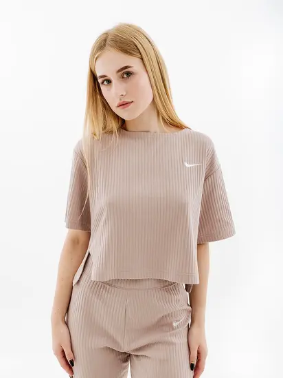 Футболка Nike W NSW RIB JRSY SS TOP, бежевий