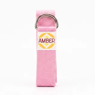 Ремінь для йоги з D-пряжкою Amber рожевий 183×3.8 см
