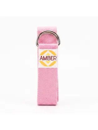 Ремінь для йоги з D-пряжкою Amber рожевий 183×3.8 см