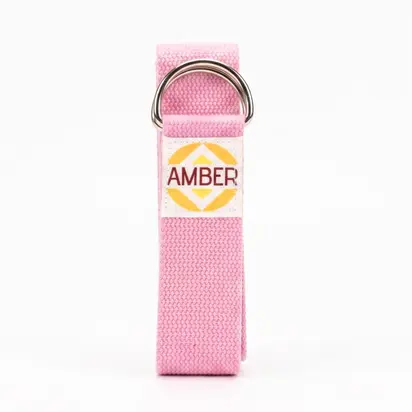 Ремінь для йоги з D-пряжкою Amber рожевий 183×3.8 см