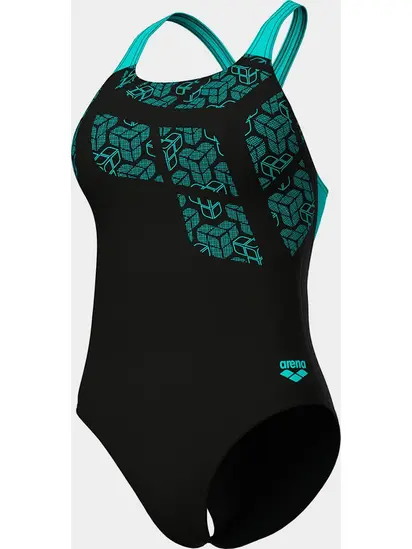 Купальник закритий для жінок Arena KIKKO SWIMSUIT SWIM PRO BACK чорний, бірюзовий