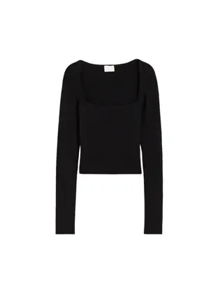 Топ H&M Square-Neck Crop Top Black S
