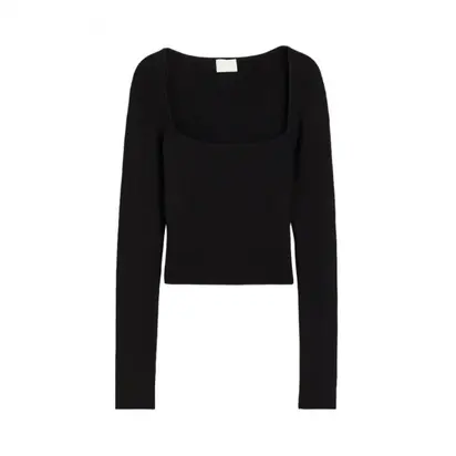 Топ H&M Square-Neck Crop Top Black S