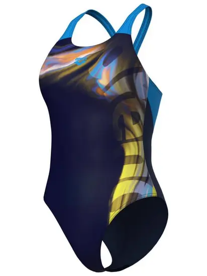 Купальник закритий для жінок Arena DREAMHLINE SWIMSUIT V BACK темно-синій