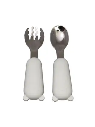 Прибори ведмедики: ложка і виделка силіконові, 12 см, мохіто