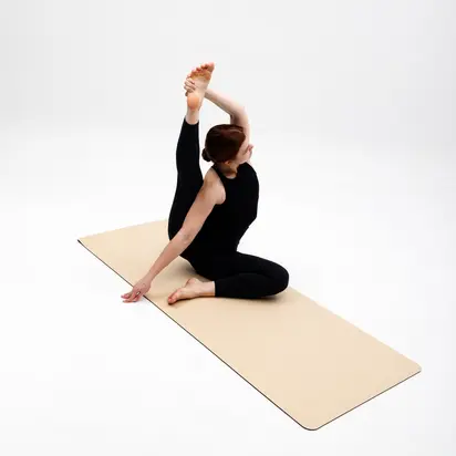 Килимок для йоги каучуковий Vimal Core Beige RAO 183×68×0.5 см