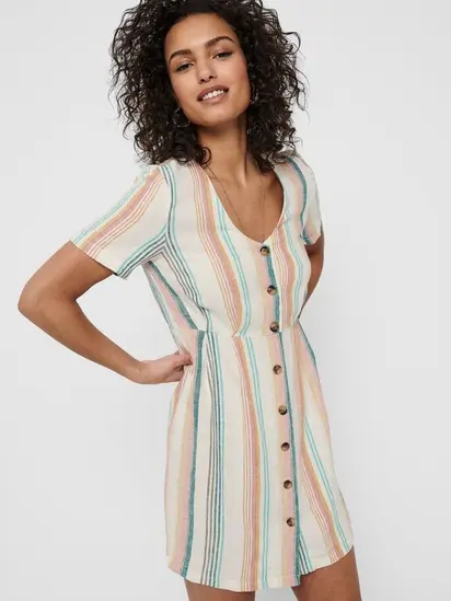 Сукня ONLVIVA-OHIO S/S BUTTON STRIPE DRESS PNT 15226232 Cloud Dancer ONLY L Білий