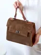 Сумка «Габриэль» зі вставкою з натуральної замші карамельна
