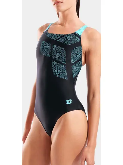 Купальник закритий для жінок Arena KIKKO SWIMSUIT SWIM PRO BACK чорний, бірюзовий