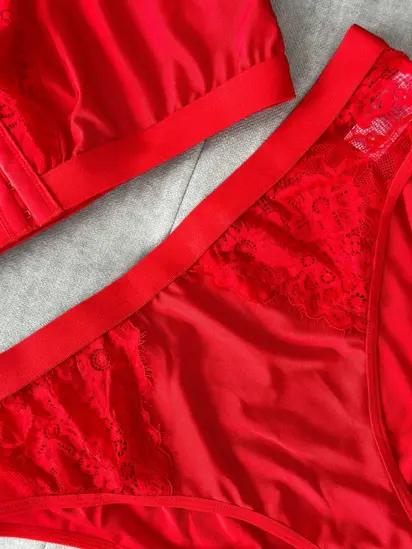 Елегантний червоний комплект білизни для дівчат Plus Size